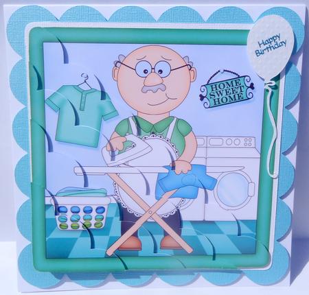 8 x 8 Bert Does the Ironing Scalloped Corner Kit by Lyn Ainscough-Ambrose