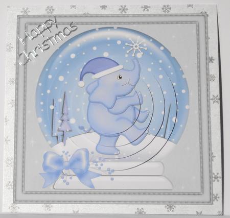 Xmas Elephant Snowglobe Circle Pyramage Topper by Lyn Ainscough-Ambrose
