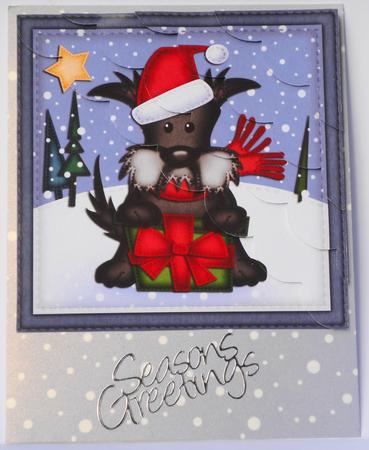 8 x 8 Xmas Hamish Scottie Dog Card Scalloped Corner Kit by Lyn Ainscough-Ambrose