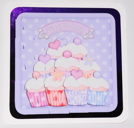 Birthday Cupcakes Scallop Corner Side Stacker Topper by Lyn Ainscough-Ambrose