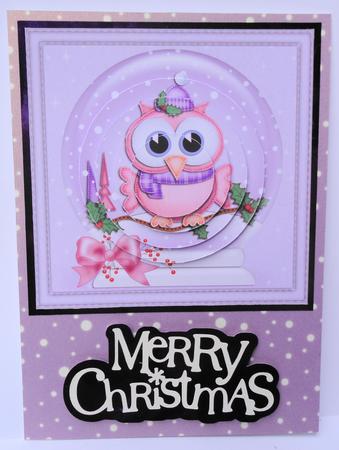 Xmas Little Hoot Owl Snowglobe Circle Pyramage Topper by Lyn Ainscough-Ambrose