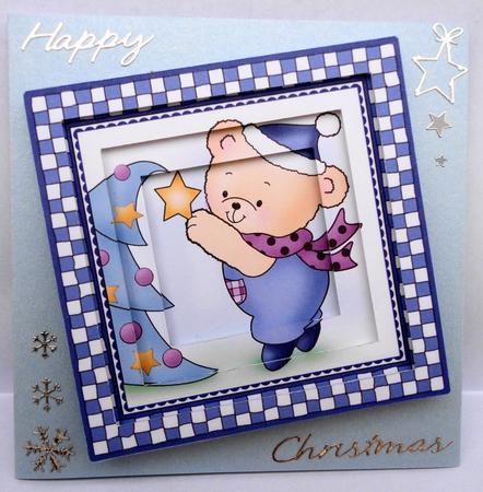 Cute Hunney Bear Robert decorates the Christmas Tree - Tunnel Topper by Lyn Ainscough-Ambrose