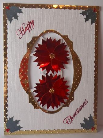 Poinsettia's for Christmas Aperture Card by Lyn Ainscough-Ambrose