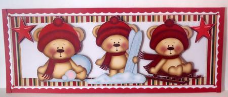 Cute Little Teddies in Red Playing in the Snow Dl by Lyn Ainscough-Ambrose
