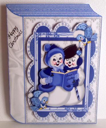 Mr and Mrs Snowman with Blue Birds Folded Book by Lyn Ainscough-Ambrose