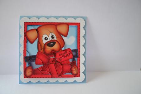 Rusty the Dog's Present Shell Edged Corner Side Stacker by Lyn Ainscough-Ambrose