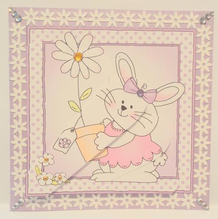 Little Bunny Quick Card with Fan Pyramage Topper by Lyn Ainscough-Ambrose