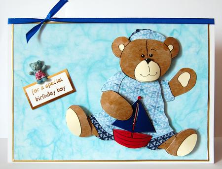Little Bear Boy Step by Step Also for Wobble Card by Lyn Hughes