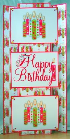 Funky Candles Birthday 3 Panel Fold Back by Lyn Hughes