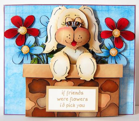 Flower Puppy Topper Decoupage by Lyn Hughes