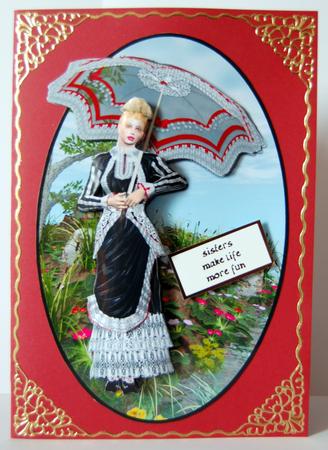 Victorian Vintage Lady Step by Step Card Front Topper by Lyn Hughes
