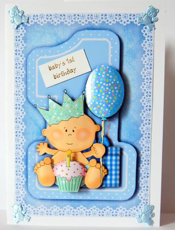 1st Birthday Boy Topper and Decoupage by Lyn Hughes