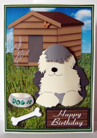 Old English Sheep (dulux) Dog Decoupage by Lyn Hughes