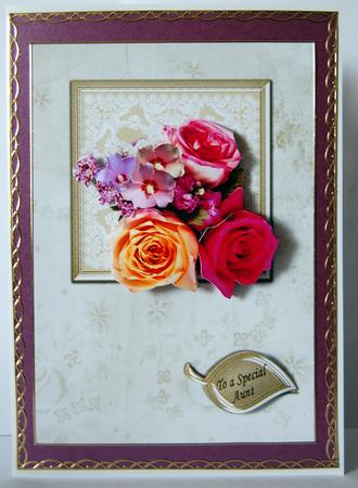 Rose Arrangement on Lace by Lyn Hughes