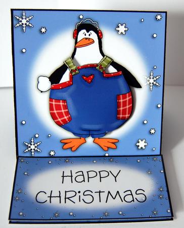 Penguin & Snowflakes 5 Minute Easel Card by Lyn Hughes