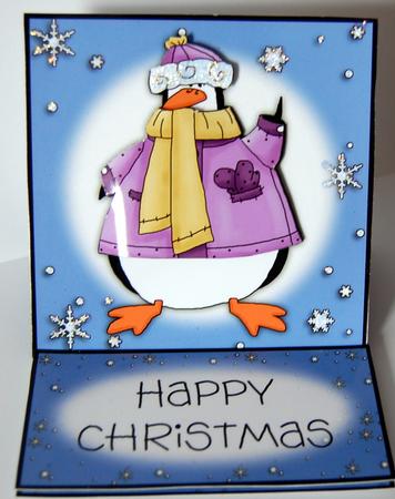 Penguin & Snowflakes 5 Minute Easel Card by Lyn Hughes