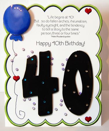 Life Begins at 40 Card Topper by Lyn Hughes