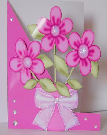 Blooming Lovely in Pink A5 Shaped Front Print and Fold Card by Lyn Hughes