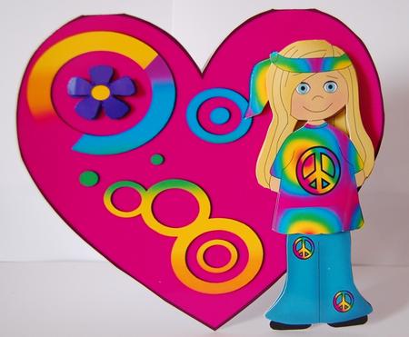 Heart and Hippy Girl Shaped Card by Lyn Hughes