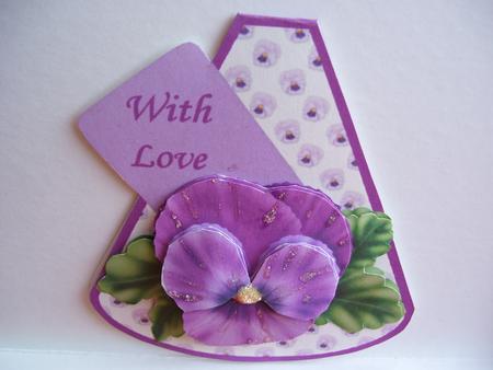 Purple Pansy Wobble Card with Decoupage - with Love by Lyn Webb