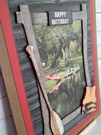 Log Cabin Adventure - Canoeing Card by lynda donoghue