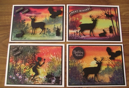 4 Sunset Mini watercolour toppers  by Lynda Harman