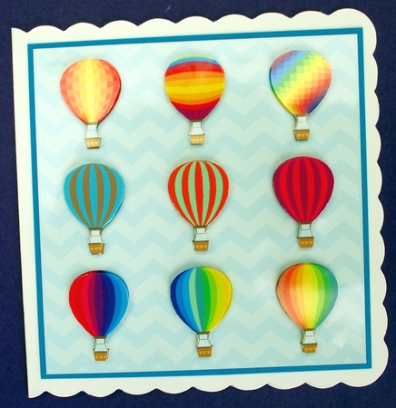 Square Hot air balloons card front / topper by Lynda Harman