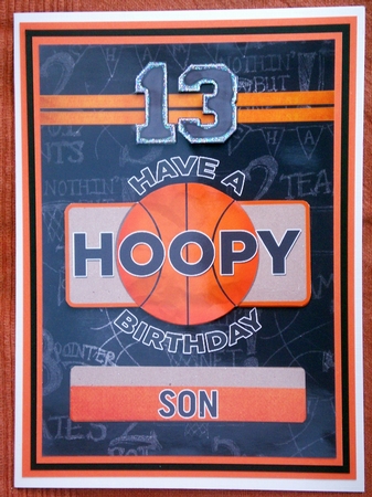 5x7 Card Topper and Decoupage 13th Birthday Basketball Theme  by Lynda Harman
