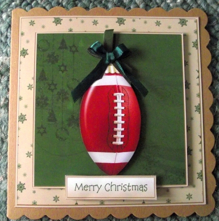 Rugby Ball Bauble Cardfront/Topper by Lynda Harman