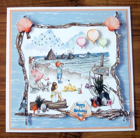 Birthday - Nan,Gran - Beach Scene With Children by Lynda Harman