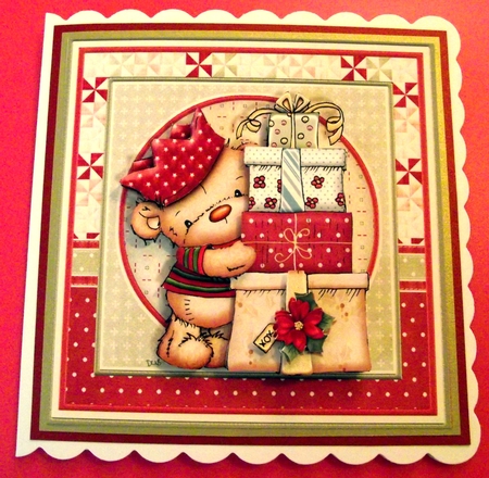 BEARING CHRISTMAS PRESENTS 7.5 Decoupage & Insert Kit by Lynda Harman