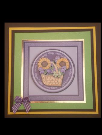 Easter Basket 6x6 Card Front with Decoupage by Lynda Harman