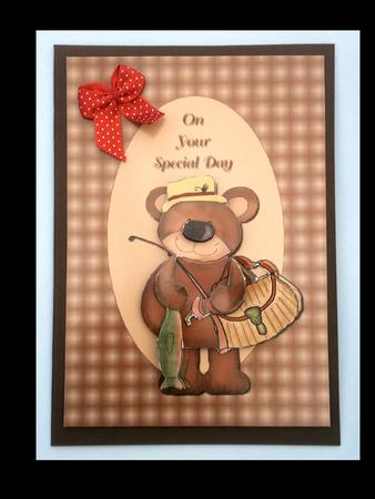 Fisherted Card Front with Decoupage by Lynda Harman