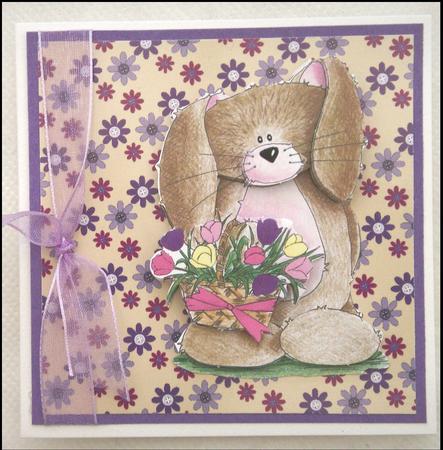 Purple Flowers Backing Paper (cream) by Lynda Harman