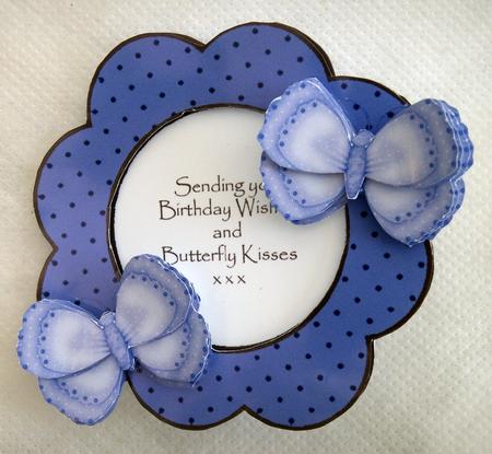 Purple Butterfly Birthday Aperture Card by Lynda Harman
