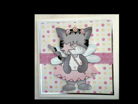 Cute Princess Kitty in Pink Shaped Card by Lynda Harman