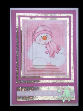 Fluffy Pink Snowman Pyramid by Lynda Harman