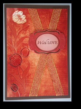 Burnt Orange Tulips Border A4 Backing Paper by Lynda Harman