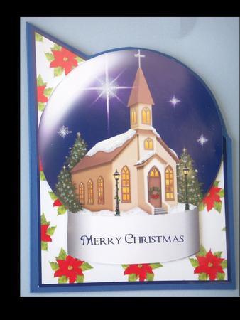 Christmas Snow Globe with Church Scene Over the Edge by Lynda Harman