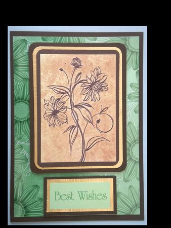 Daisy Edge Mid Green Linen A4 Backing Paper by Lynda Harman