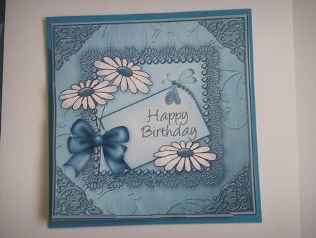 Daisies on metallic lace  - Wavey Corner Stacker by Lynda Harman