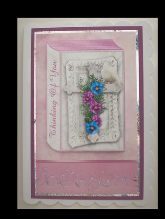 Thinking of You, Silver Cross with Pansies, Folded Book A4 by Lynda Harman