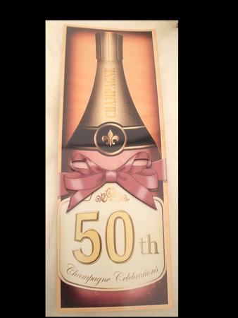 Large Dl 50th Champers in a Box Quick Card 3D Decoupage by Lynda Harman