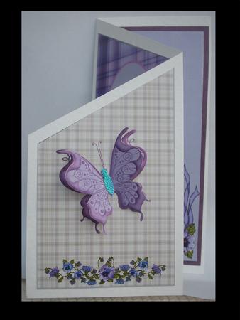 Lilac Butterfly with Pansies Cascade by Lynda Harman
