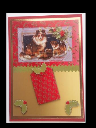 Vintage Collie Dog Christmas Card Front by Lynda Harman