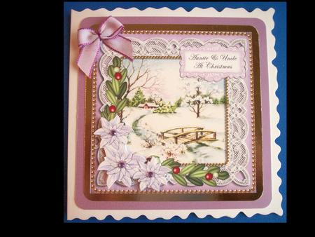 Lilac Snowscene Auntie & Uncle 8in Sentiment Topper by Lynda Harman