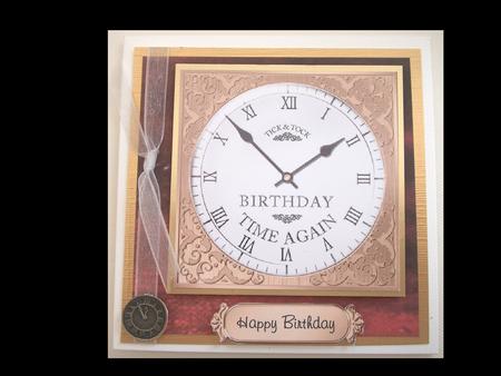 8 x 8 Birthday Clock Topper with 3D Decoupage Hands by Lynda Harman