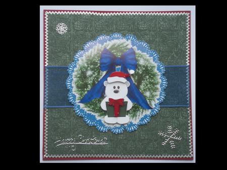 Christmas Polar Bear and Wreath by Lynda Harman
