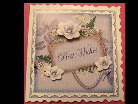 Pale Blue Magnolia Best Wishes 8in Vintage Decoupage Topper by Lynda Harman