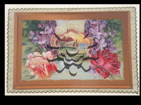 Vintage Cottage with Swans with Flower Shaped Pyramid by Lynda Harman